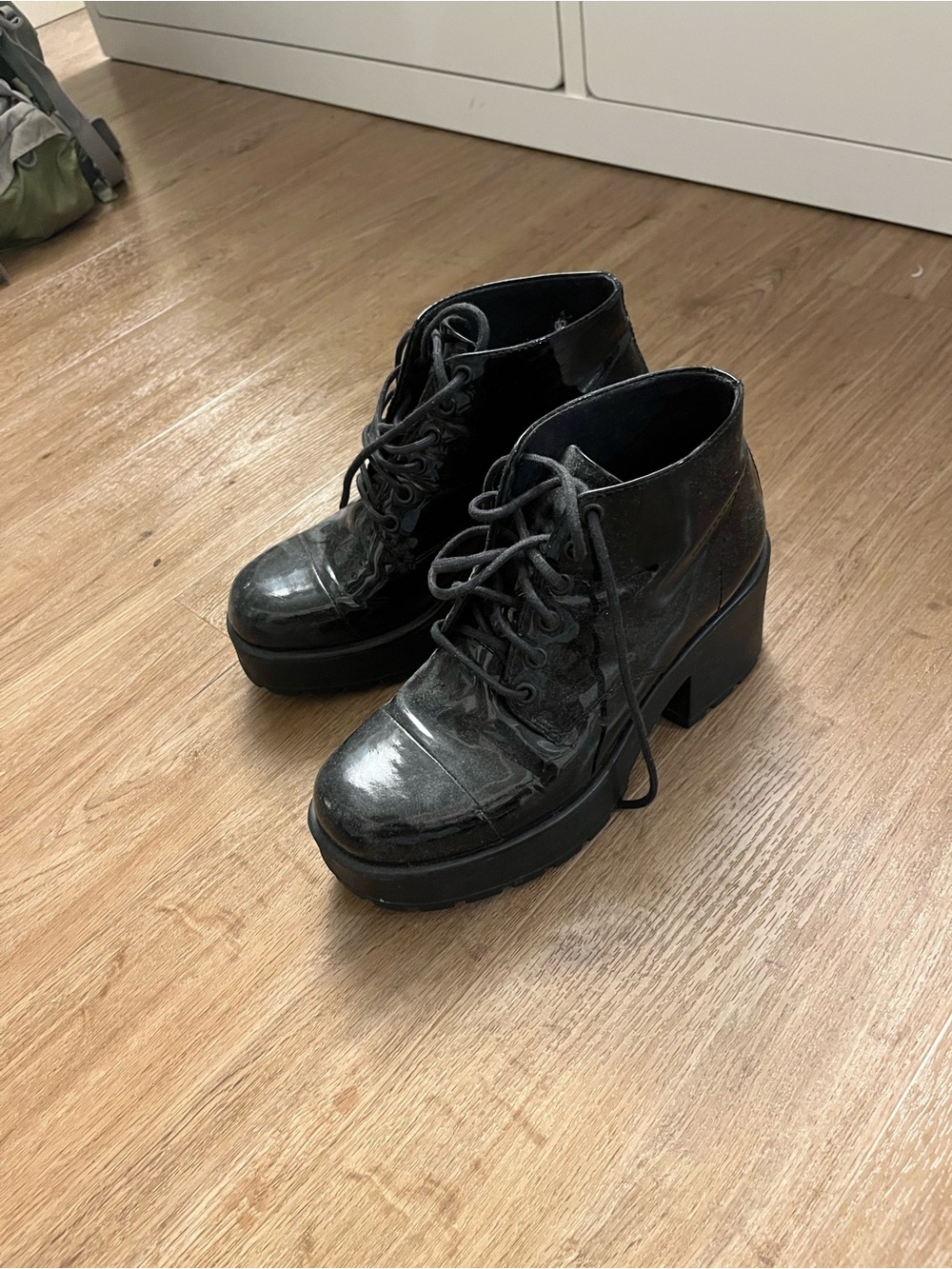 Women's Black Chunky Lace-Up Platform Ankle Boots